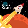 Space rocket take off mars road to space