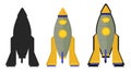 Space rocket in three versions