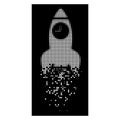 White Decomposed Dotted Halftone Space Rocket Time Icon