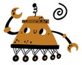 Space rover bot. Planet exploration robot in cute child style