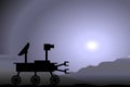 Space rover icon on Martian sunset