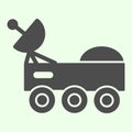 Space rover with radio telescope solid icon. Space explorer car glyph style pictogram on white background. Universe and Royalty Free Stock Photo