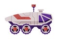 Space Rover Robotic Autonomous Vehicle, Cosmos Exploration Transport Flat Style Vector Illustration on White Background