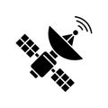 Space satellite black glyph icon