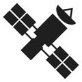 Space satellite black icon. Orbiting spacecraft symbol