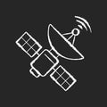 Space satellite chalk white icon on black background Royalty Free Stock Photo