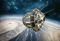 Space satellite monitoring from earth orbit weather from space, Royalty Free Stock Photo