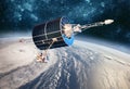 Space satellite monitoring from earth orbit weather from space, Royalty Free Stock Photo