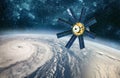 Space satellite monitoring from earth orbit weather from space, Royalty Free Stock Photo