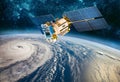 Space satellite monitoring from earth orbit weather from space, Royalty Free Stock Photo