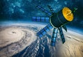 Space satellite monitoring from earth orbit weather from space, Royalty Free Stock Photo