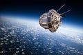 Space satellite over the planet earth Royalty Free Stock Photo