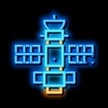 Space Satellite Station neon glow icon illustration