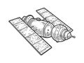 Space satellite telescope sketch vector