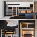 Space-Saving Marvels: A compact apartment showcasing innovative furniture solutions like a murphy bed, hidden storage, and multi