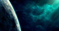 Space scene. Blue nebula with big planet. Elements furnished by Royalty Free Stock Photo