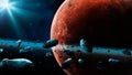 Space scene. Mars planet with asteroid ring. Elements furnished by NASA. 3D rendering Royalty Free Stock Photo