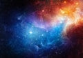 Space scene with stars in the galaxy. Panorama. Universe filled with stars, nebula and galaxy,. Elements of this image furnished Royalty Free Stock Photo