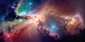 Space scenery bright stars colorful nebula. Pink blue constellation night space scape astronomy sci-fi glowing fantasy