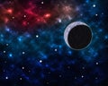 Space scenery with globe planet nebula dusts and clouds and glowing stars in universe background astrological celestial galaxy des Royalty Free Stock Photo