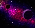 Space scenery with globe planets nebula dusts and clouds and glowing stars in universe background astrological celestial galaxy