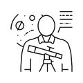 space scientist worker line icon vector illustration