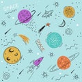 Space. Seamless pattern. Royalty Free Stock Photo