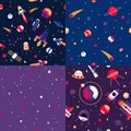 Space Seamless Pattern 4 Samples Square Royalty Free Stock Photo