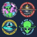 Space set vintage emblems colorful Royalty Free Stock Photo