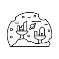 Space settlement, planet with buildings icon. Simple line, outline vector elements of interplanetary colonization icons for ui and