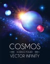 Space Shining Backgrouns with Realistic 3D Planets and Stars. Univerce and Cosmos Design. Light of a Galaxy. Science