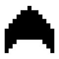 Space ship flying 8 bits pixelated silhouette Royalty Free Stock Photo