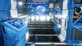 Space ship futuristic interior. Sci fi view. 3d rendering.