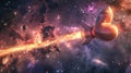 Space Ship Traveling Through Star-Filled Galaxy