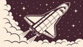 Space Shuttle Ascending Through Clouds Vector, vector design Generative AI Royalty Free Stock Photo