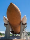 Space shuttle booster rockets and fuel tank