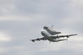 Space Shuttle Discovery on back of 747 Royalty Free Stock Photo