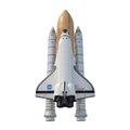 Space Shuttle Discovery With Boosters on white. Front view. 3D illustration