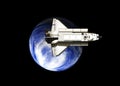 Space shuttle and earth