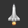 Space shuttle. Fighter. Rocket Carrier is taking off. Space design element. isolated on a gray background. Vector.