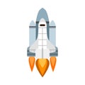 Space shuttle with fire on white background vector