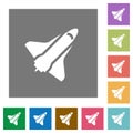 Space shuttle square flat icons Royalty Free Stock Photo