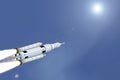 Space shuttle flies in the upper atmosphere. Elements of this image were furnished by NASA Royalty Free Stock Photo