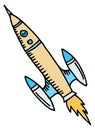 Space shuttle flying rocket color doodle icon Royalty Free Stock Photo