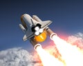 Space Shuttle Launch Above The Clouds Royalty Free Stock Photo