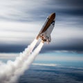 Space shuttle launch ascending through clouds Royalty Free Stock Photo