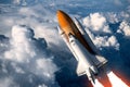 Space Shuttle Launch In The Clouds Royalty Free Stock Photo