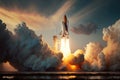 Space Shuttle Launch. Space exploration astronauts. AI Generation