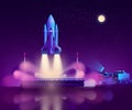 Space shuttle launch from floating platform vector Royalty Free Stock Photo