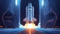 Space Shuttle Launching from Futuristic Facility Royalty Free Stock Photo